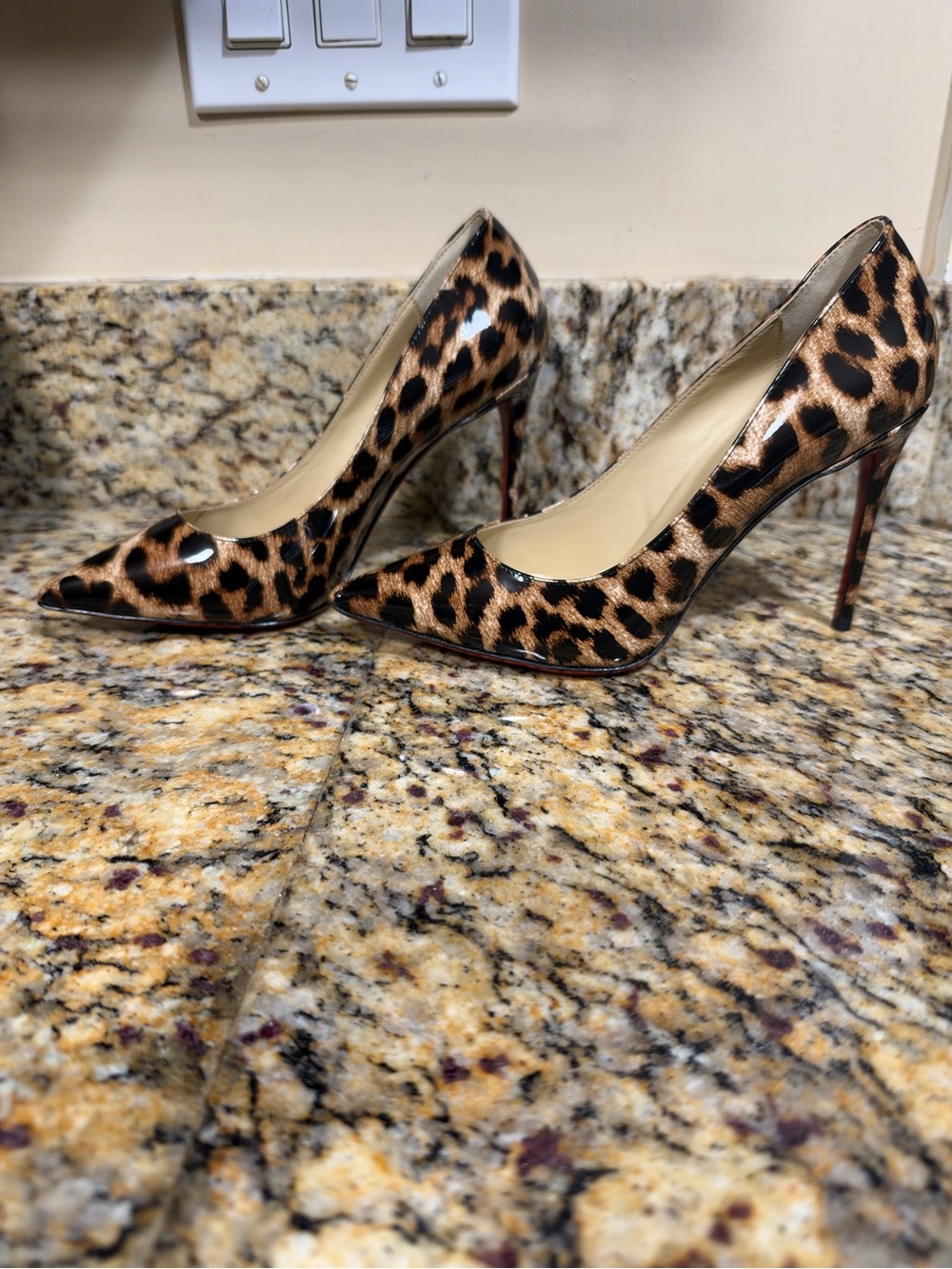 Christian Louboutin Leopard Print Pointed Toe Stiletto Pumps